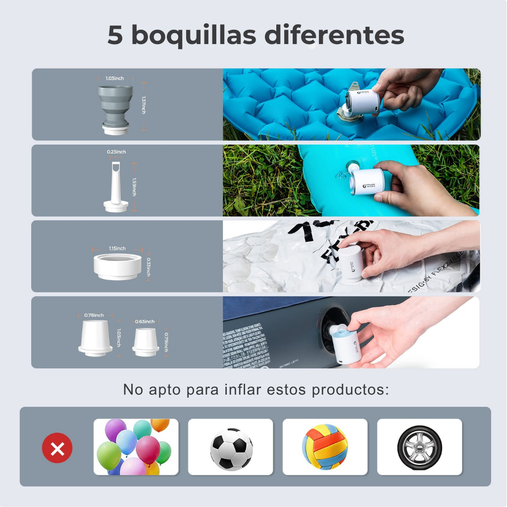 Mini bomba eléctrica a batería para inflables